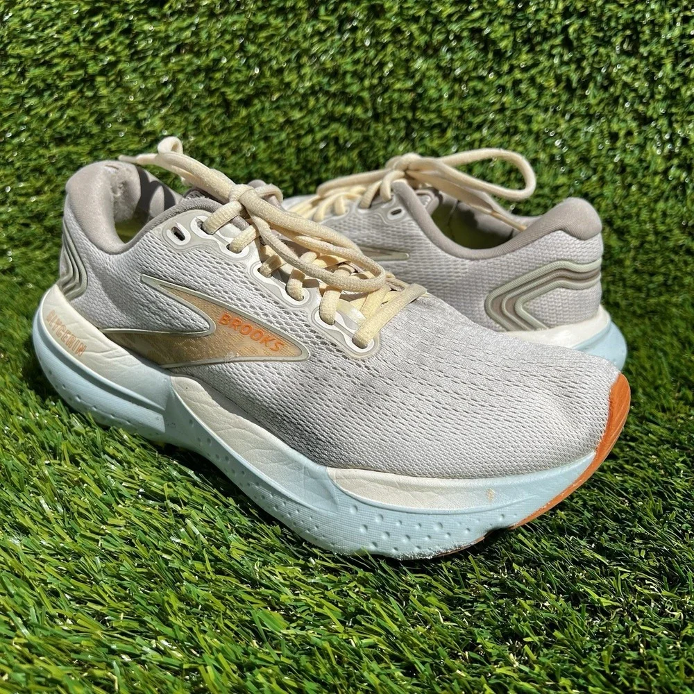 Brooks Shoes Women Size 7.5 Glycerin GTS 21 Running Coconut/Aqua Sneakers